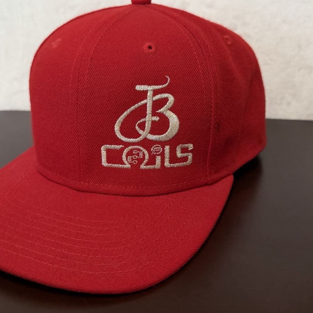 JB Coils Red Hat Flat-brim Snapback 9Fifty New Era Workwear Embroidered Rare